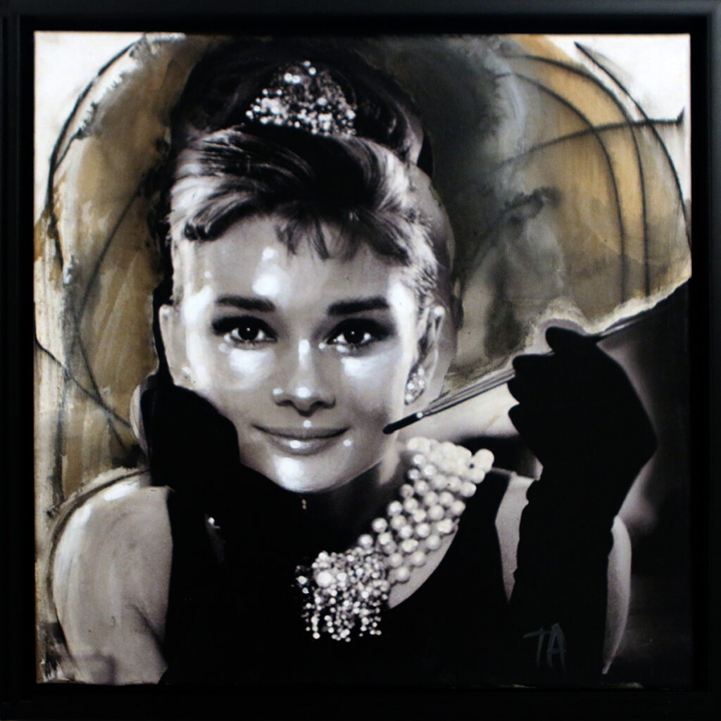 Foto af Terese Andersen Painting 40x40cm Breakfast at Tiffanys Audrey Hepburn 1
