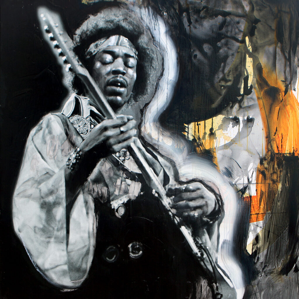 Foto af Terese Andersen Painting 130x130cm Jimi Hendrix 1a