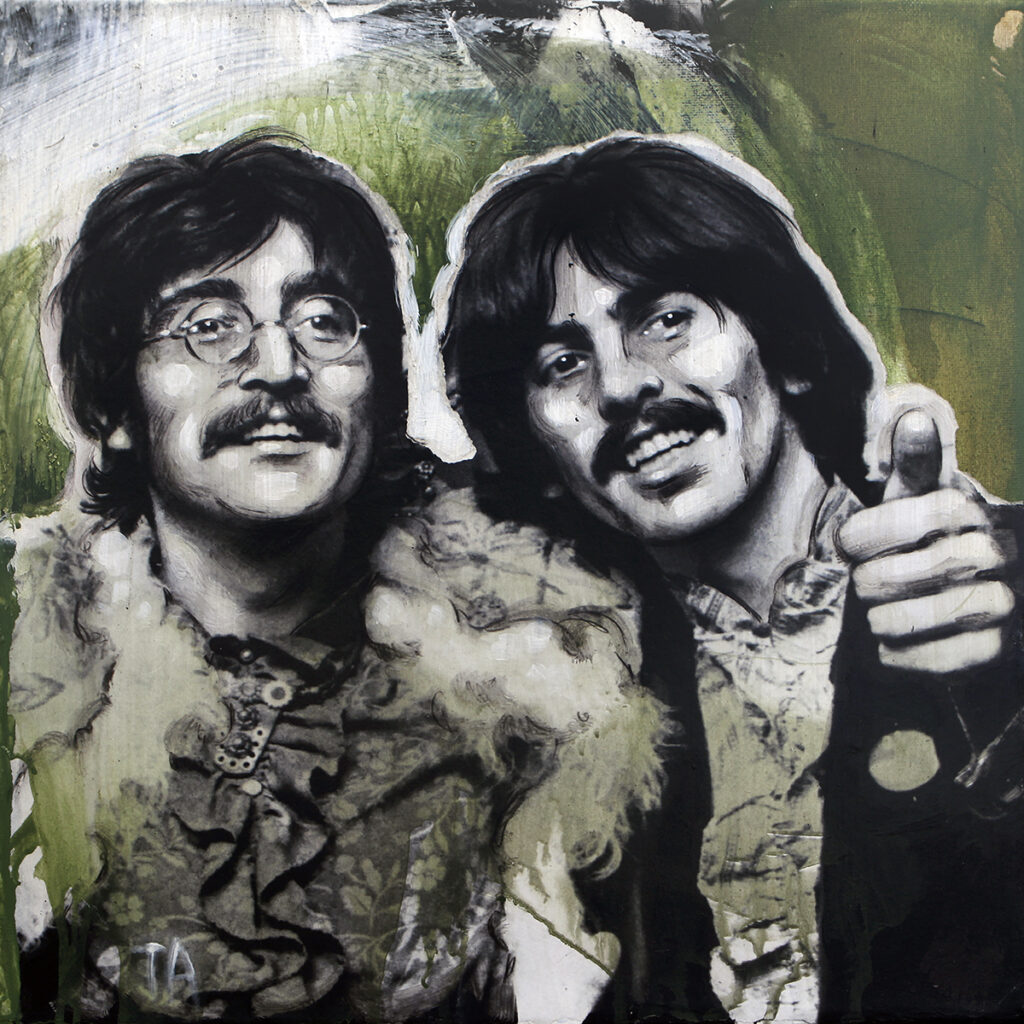 Foto af Terese Andersen Painting 40x40cm John Lennon og George Harrison
