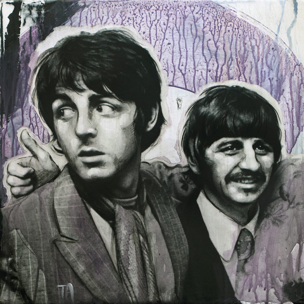 Foto af Terese Andersen Painting 40x40cm Paul Mccartney og Ringo Starr