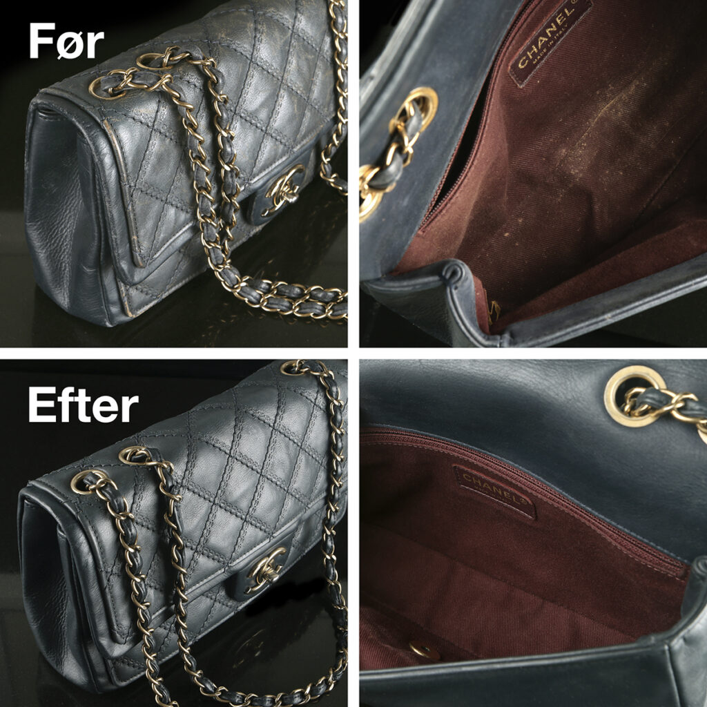 Foto af Chanel Crossbody taske Grå rens restaurering før og efter 1