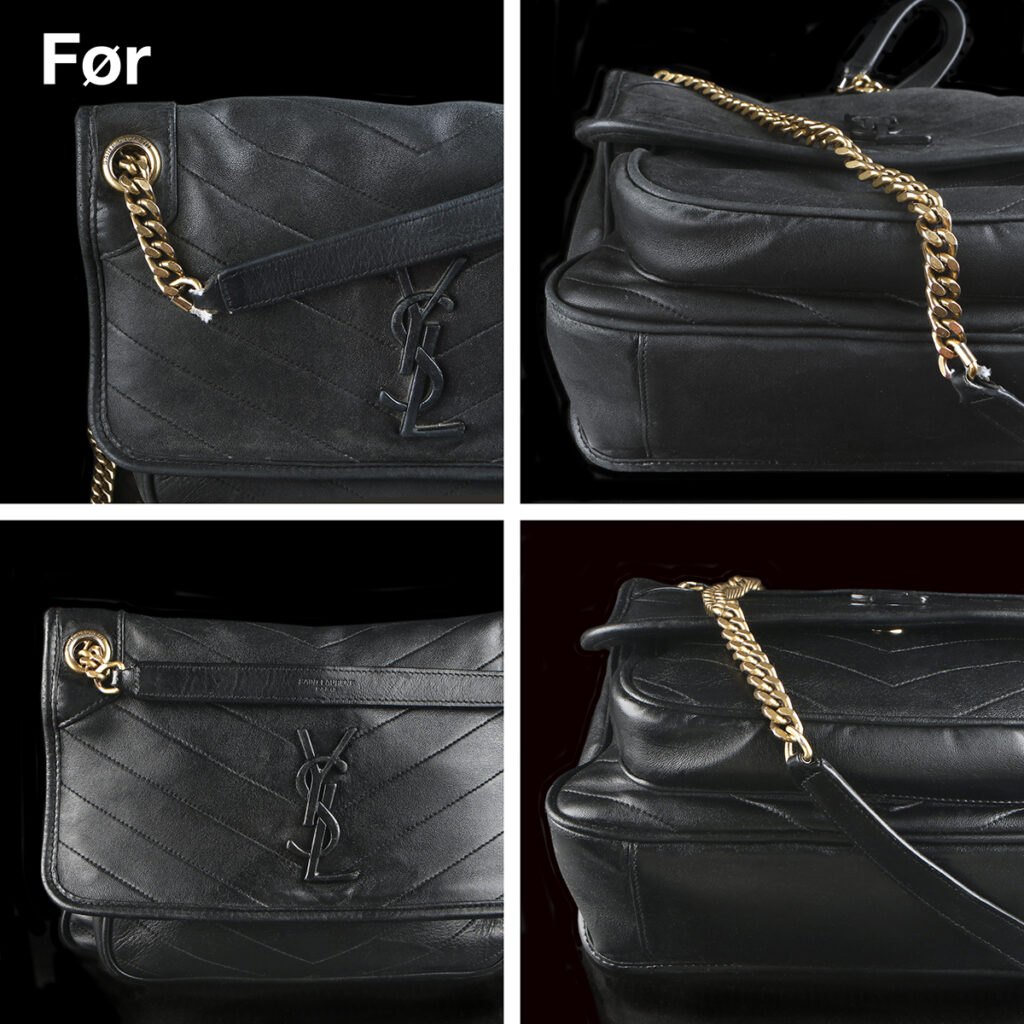 Saint Laurent taske - reparation af slidte kanter og hanke + clean and touch-up
