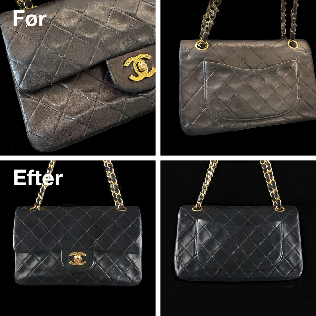 Chanel 255 double flap, medium - opstramning af sort farve