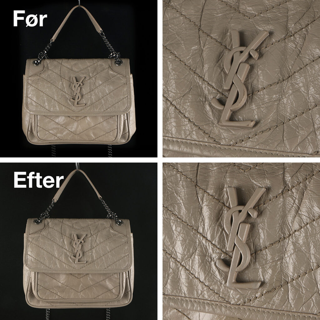 YSL Saint Laurent handbag beige - reparation af logo