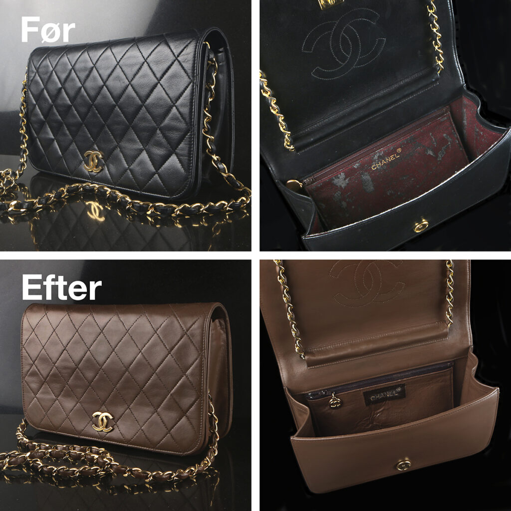 Chanel Timeless Classic - foer repareres - sort farve ændres til brun