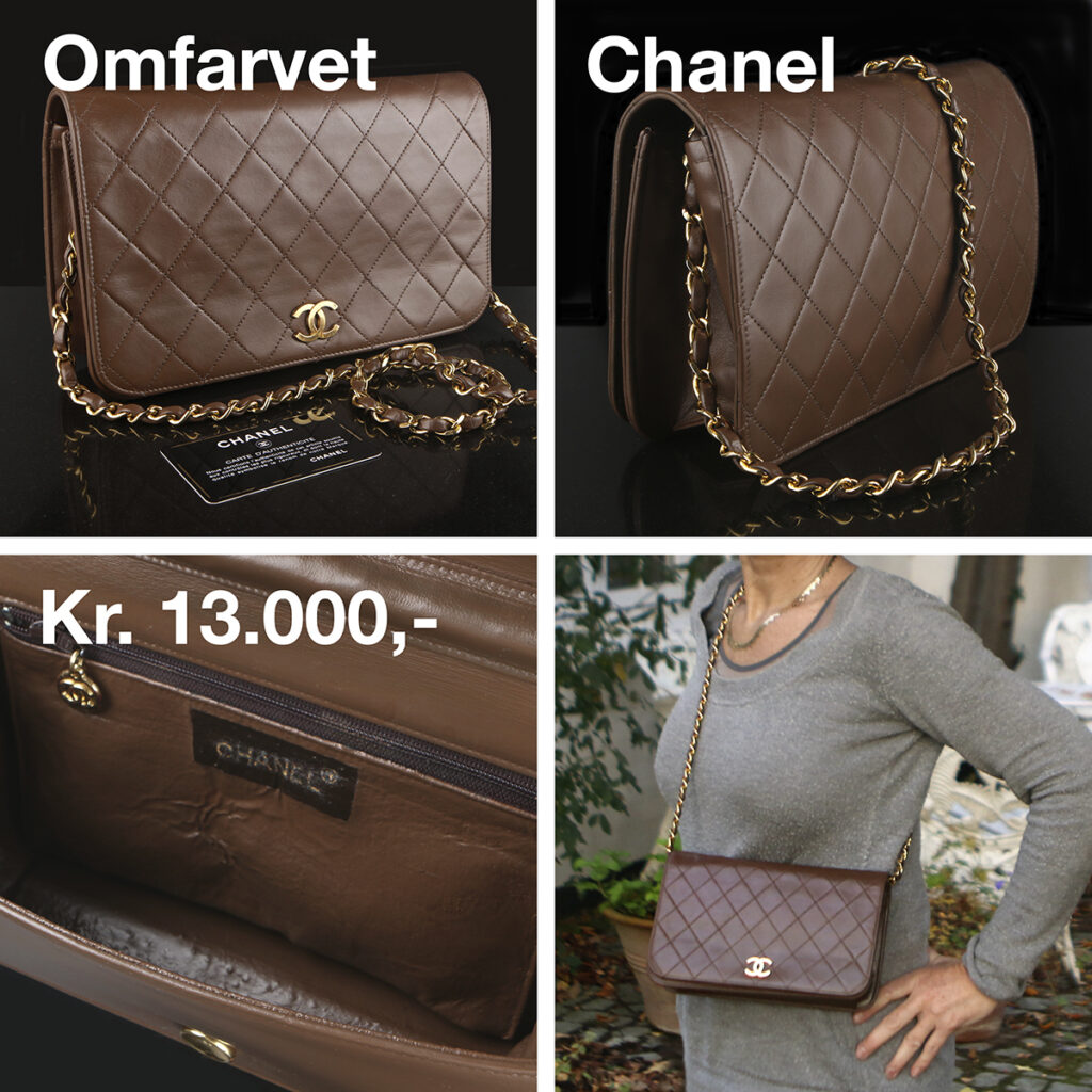 Sælges for kr. 13.000,- omfarvet Chanel Timeless Classic Fuld Flab Bag. 23,5x15x5,5 cm - år 80s - m. certifikat - verificeret af Vestiaire