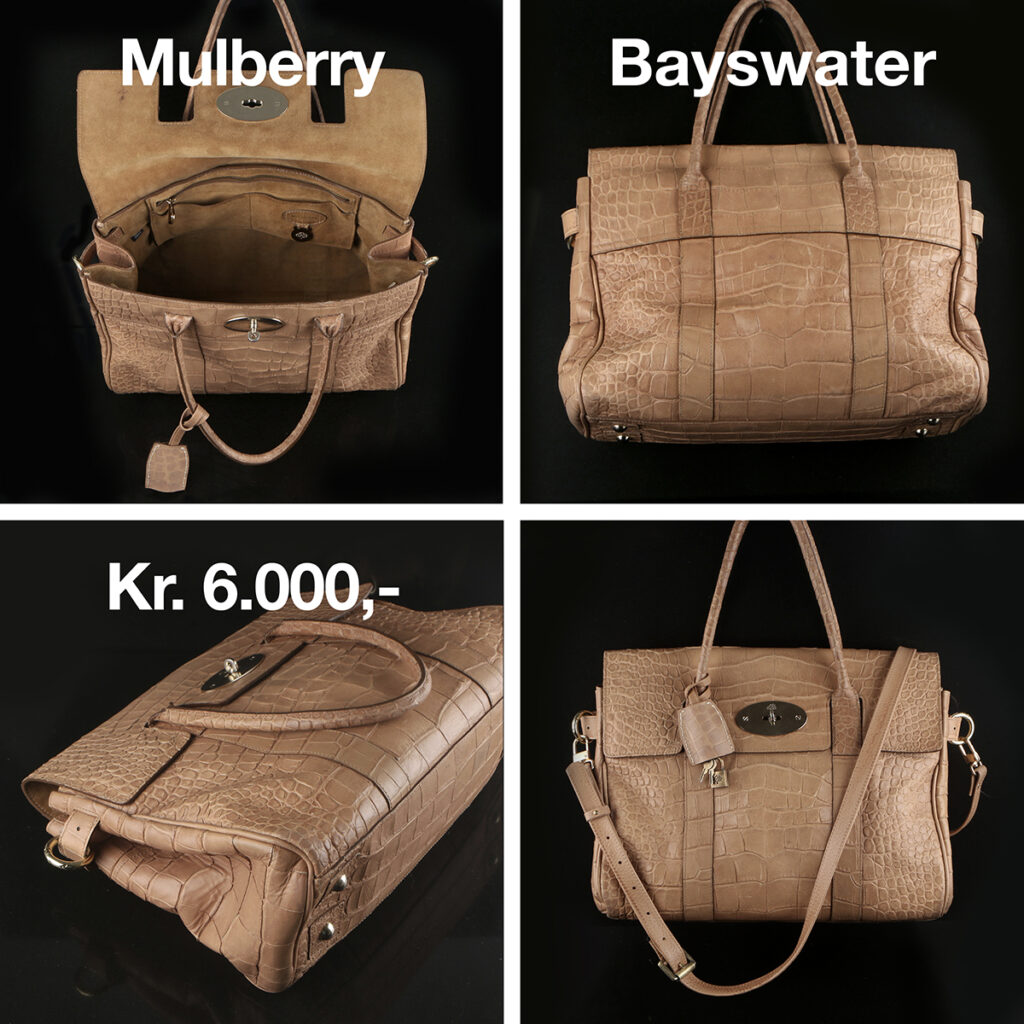 Mulberry Bayswater, croc, leather tote - m. speciallavet skulderrem - Sælges for Kr. 6.000,-