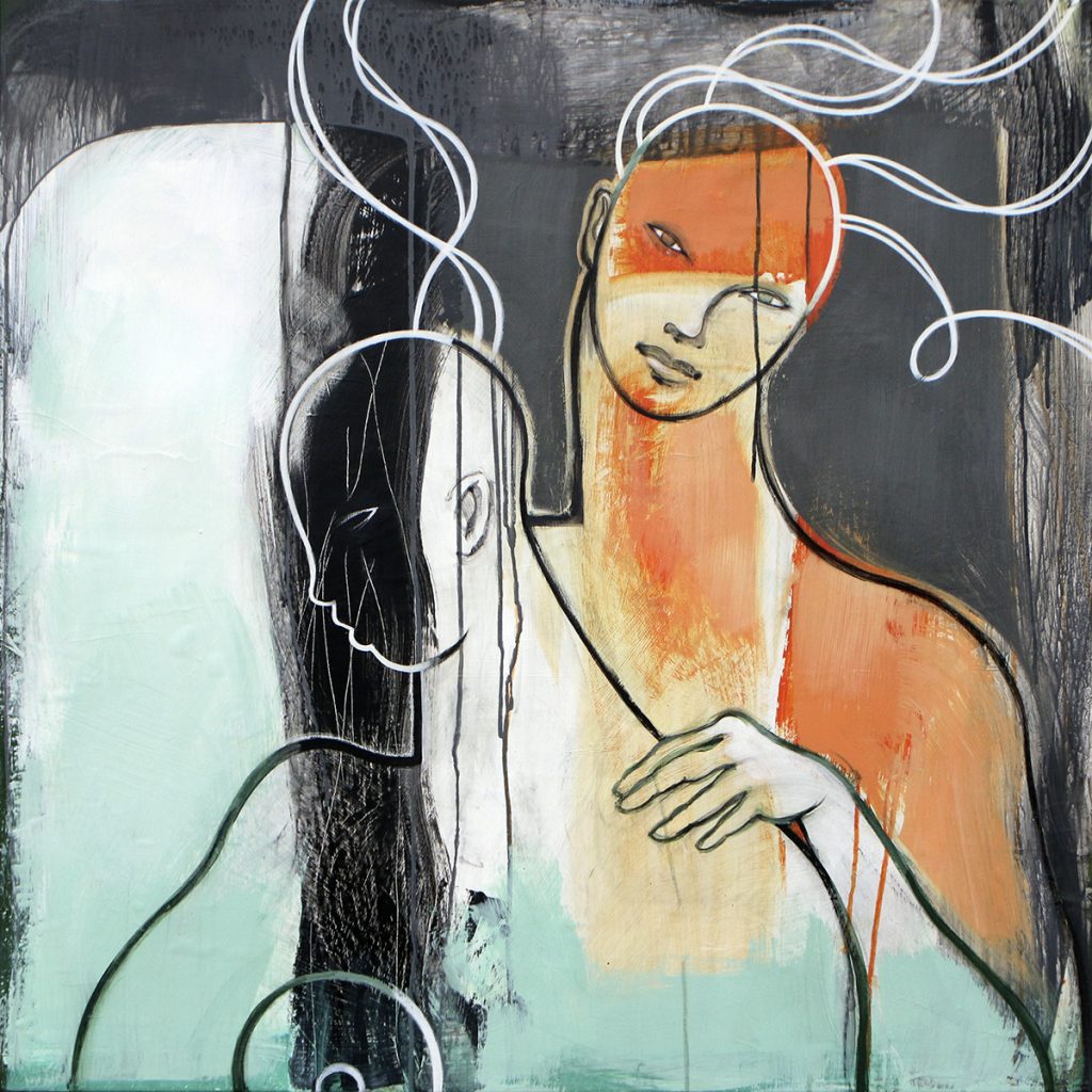 Terese Andersen - Visuel Arts - Akryl på lærred - 100x100cm - 'Familie'