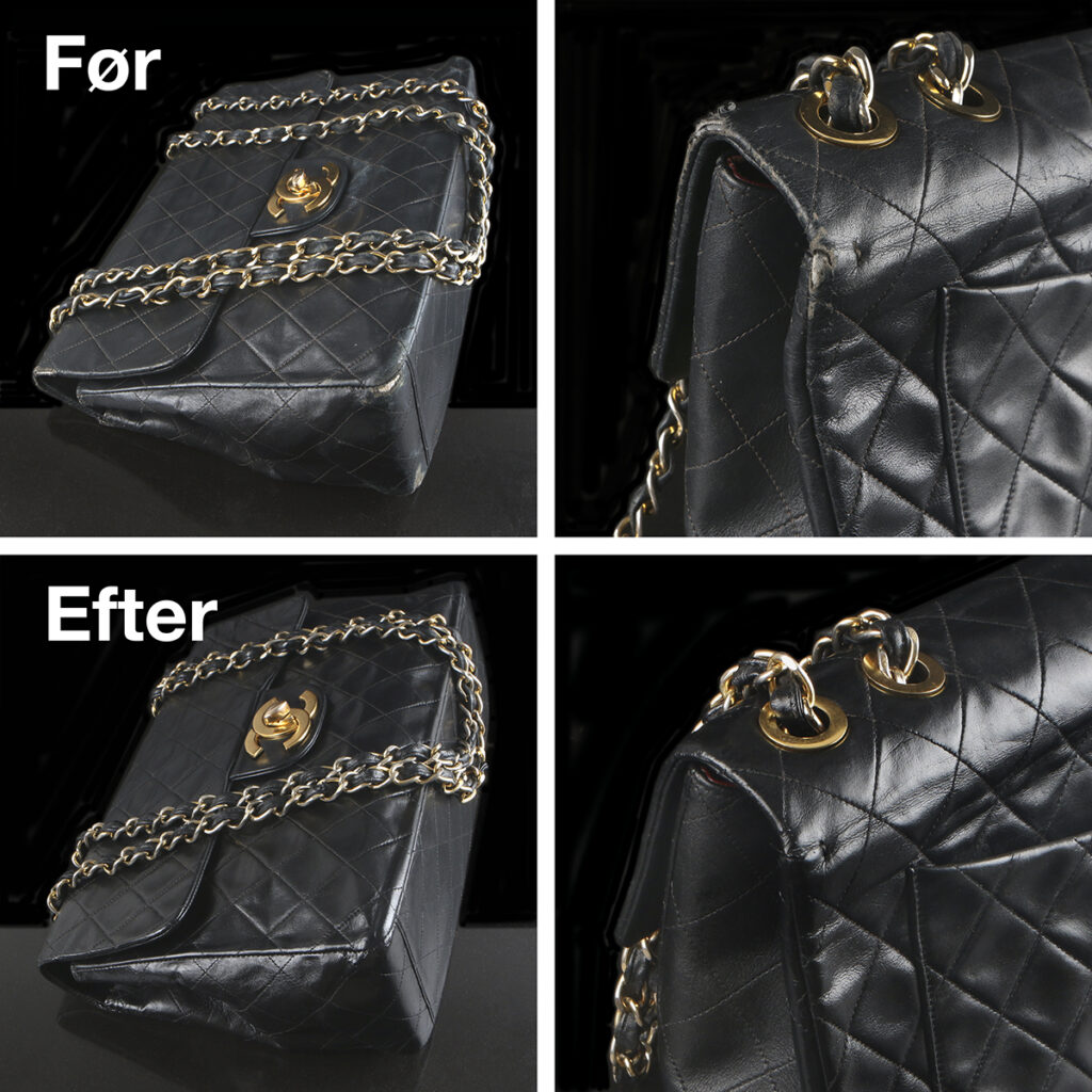 Chanel taske - Timeless Classique, large - reparation af slidte kanter og opstramning af farve