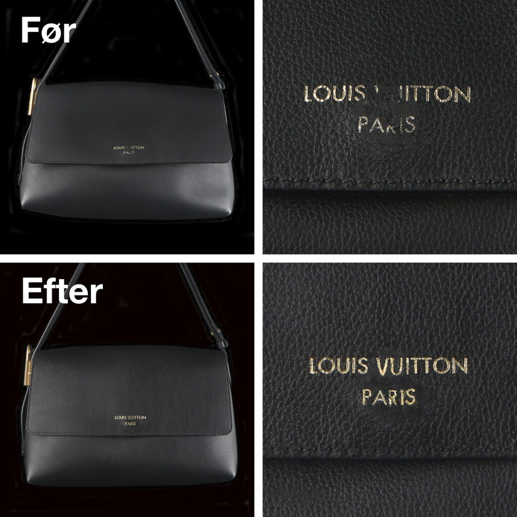 Foto sort Louis Vuitton Low Key Messenger Bag - reparation af ødelagt guld logo