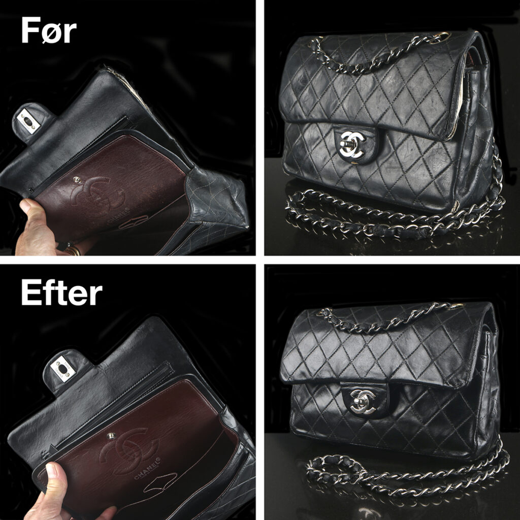 Foto af Chanel Timeless Classique Bag - alvorlig slitage og huller i hjørner